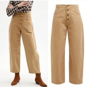 Nili Lotan button fly faded tan khaki Toledo pants Size 2